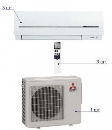 Mitsubishi Electric MXZ-3D68 VA/MSZ-SF25VE*3шт / Кондиционеры